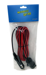 Tetra-Teknica MotoBasics Series CLE-12 12V Cigarette Lighter Extension Cord with 15A Fuse and Power-on LED, Male to Female, 12 Feet, 16 Gauge Copper Wire