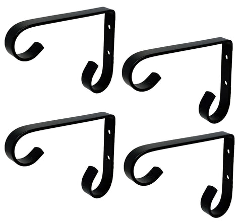 (4 Pack)Tetra-Teknica YH04-01 4-Inch Wall Mounted Curled Bracket Hooks for Small Planters, Lanterns, Windchimes and More, Powder Coated Matte Finish, Color Black