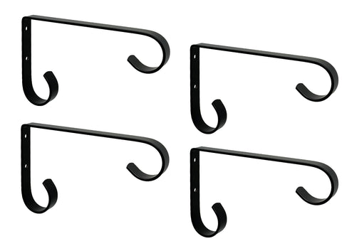 Tetra-Teknica YH06-01 6-Inch Wall Mounted Iron Bracket Hooks for Planters, Lanterns, Birdfeeders and More, Powder Coated Matte Finish, Color Black, Pack of 4