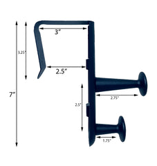 Tetra-Teknica Cubi-pro CWH03-2P Over-The-Panel Cubicle Wall Garment Hanger with Double Posts, 2 1/2" - 3" Panels, Black, 2 per Pack