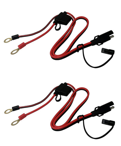 Tetra-Teknica MotoBasics Series RHS-01 12V Ring Terminal Harness with Black Fused 2-Pin Quick Disconnect Plug, 2 Feet, 16 Gauge Copper Wire, 10A Fuse, 2 Per Pack