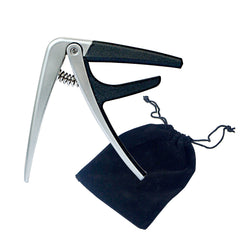 Tetra-Teknica Essential Series EGC-08 Single-handed Zinc Alloy Guitar Capo, Color Silver, Matte finish